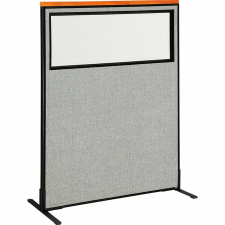 INTERION BY GLOBAL INDUSTRIAL Interion Deluxe Freestanding Office Partition Panel w/Partial Window 48-1/4inW x 61-1/2inH Gray 694684WFGY